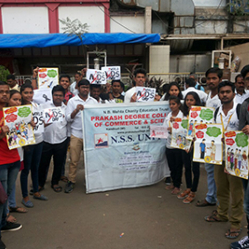 We wanted to do something which can contribute to welfare of the society so we at Prakash Degree college's NSS unit joined hands with RRC club and organised Aids awareness drive at our adopted area (Akruli road, Ramanna nagar near Kandivali station) ward.