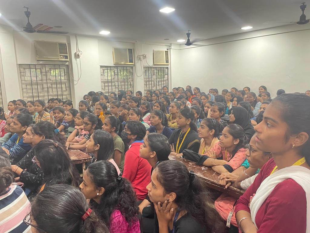 P.R. Committee has organised a Guest lecture on 'Human Rights of Women' by Advocate Mrs. Nutan Mhaskar Madam in Block No. 8 for Junior & Degree Girls students.