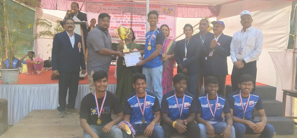 Our Junior college Boys Kabaddi team won 1st Position Inter Collegiate Kabaddi Tournament on behalf of Junior Colleges Sports Association organized by D. G Ruparel College for the year 2023-24.